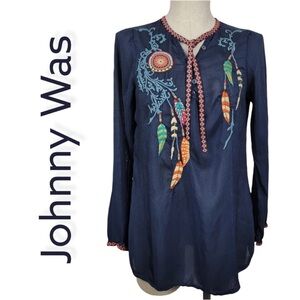 Johnny Was Embroidered Long Sleeve Blouse